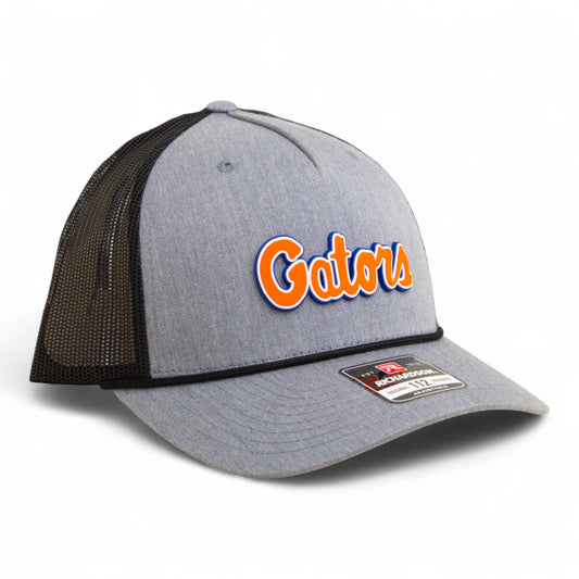 Florida Gators Script Orange 3D Snapback Trucker Rope Hat- Heather Grey/ Black