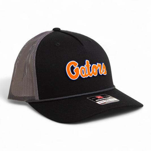 Florida Gators Script Orange 3D Snapback Trucker Rope Hat- Black/ Charcoal
