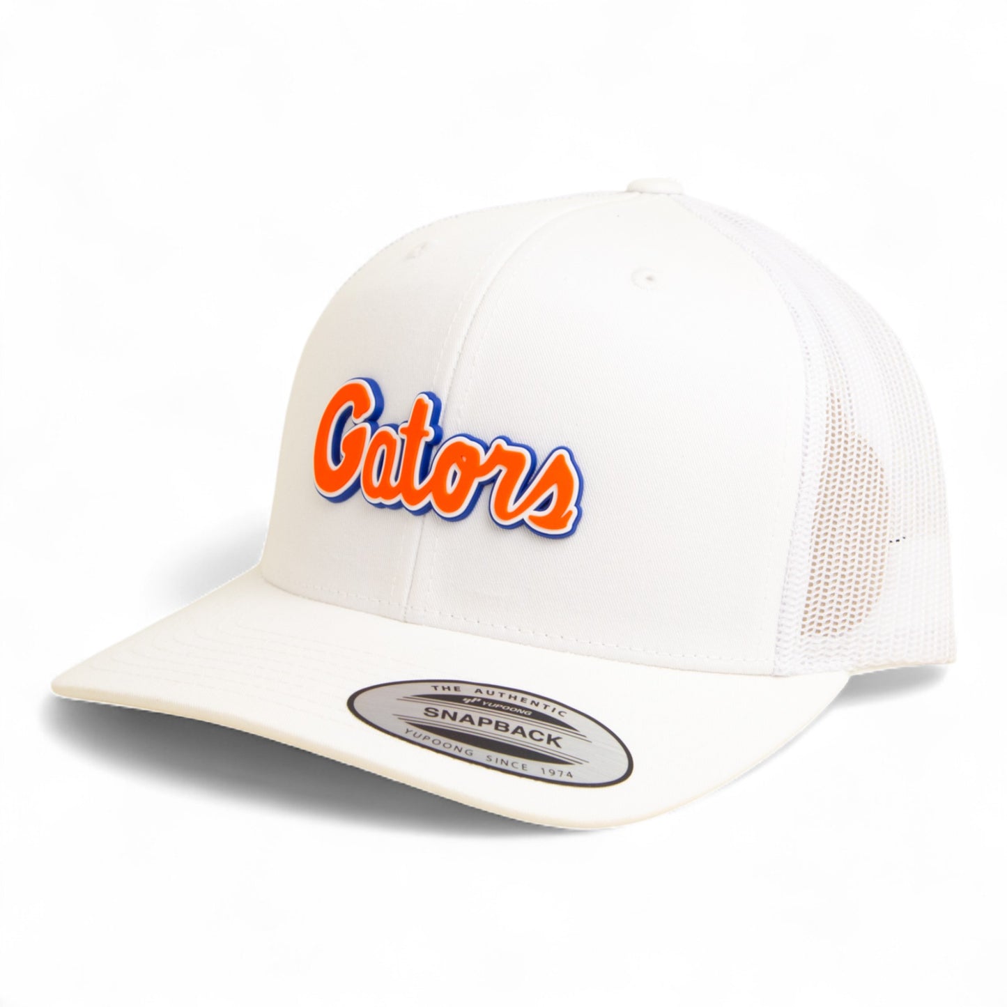 Florida Gators Script Orange 3D YP Snapback Trucker Hat- White