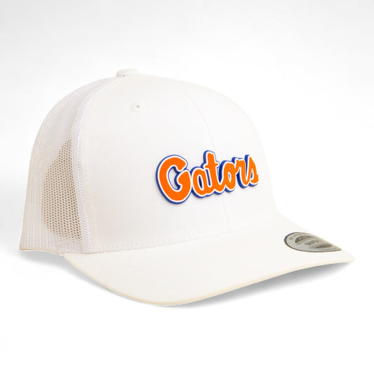Florida Gators Script Orange 3D YP Snapback Trucker Hat- White