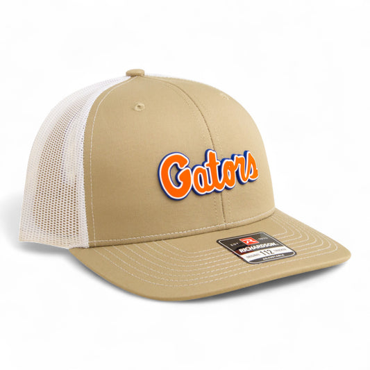 Florida Gators Script Orange 3D Snapback Trucker Hat- Tan/ White