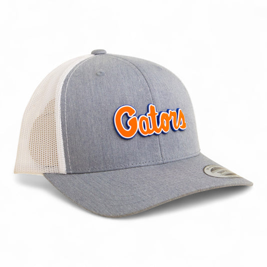 Florida Gators Script Orange 3D YP Snapback Trucker Hat- Heather Grey/ White