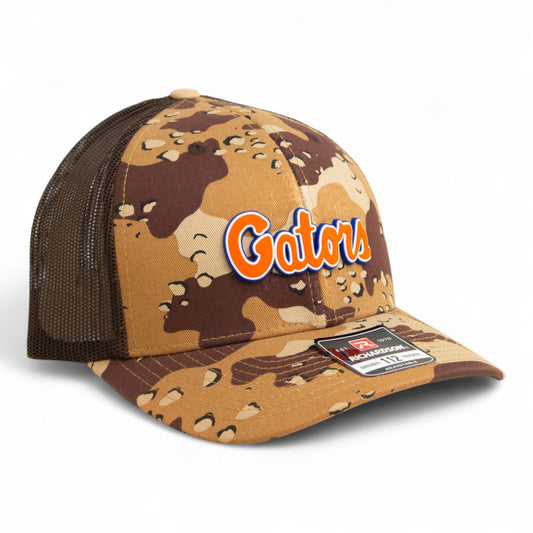Florida Gators Script Orange 3D Snapback Trucker Hat- Desert Camo/ Brown