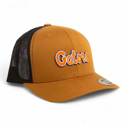 Florida Gators Script Orange 3D YP Snapback Trucker Hat- Caramel/ Black