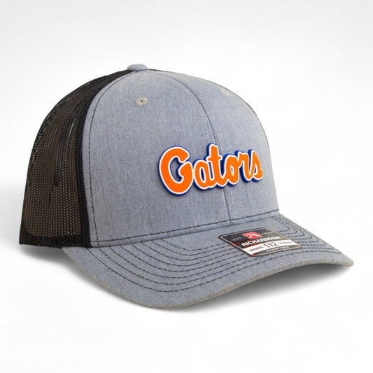 Florida Gators Script Orange 3D Snapback Trucker Hat- Heather Grey/ Black