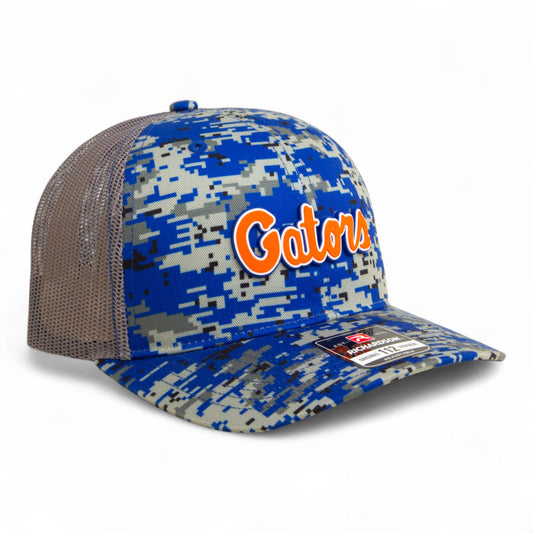 Florida Gators Script Orange 3D Snapback Trucker Hat- Royal Digital Camo