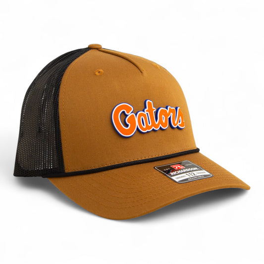 Florida Gators Script Orange 3D Snapback Trucker Rope Hat- Caramel/ Black