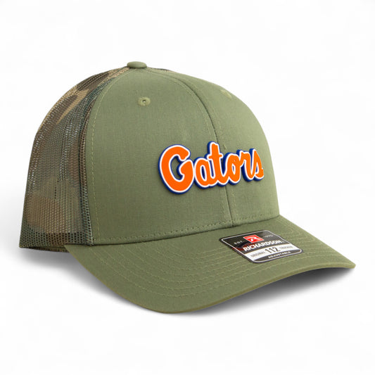 Florida Gators Script Orange 3D Snapback Trucker Hat- Loden/ Green Camo