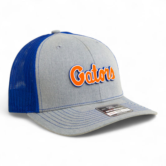 Florida Gators Script Orange 3D Snapback Trucker Hat- Heather Grey/ Royal