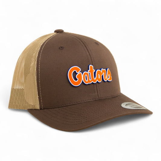 Florida Gators Script Orange 3D YP Snapback Trucker Hat- Brown/ Tan