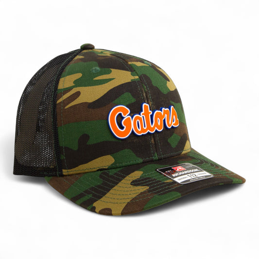 Florida Gators Script Orange 3D Snapback Trucker Hat- Army Camo/ Black