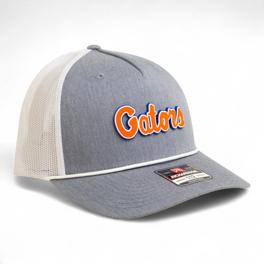 Florida Gators Script Orange 3D Snapback Trucker Rope Hat- Heather Grey/ White