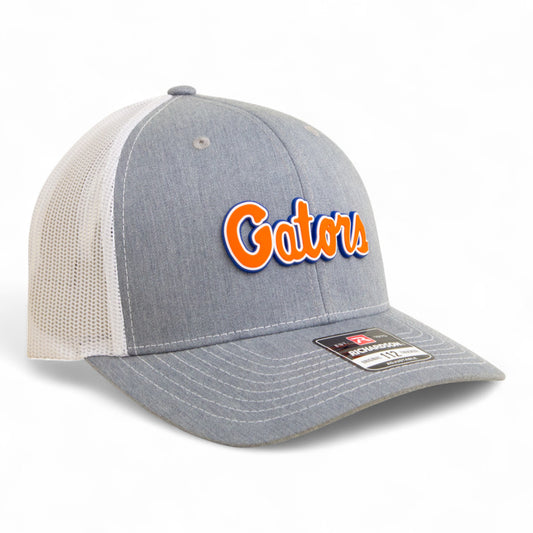 Florida Gators Script Orange 3D Snapback Trucker Hat- Heather Grey/ White