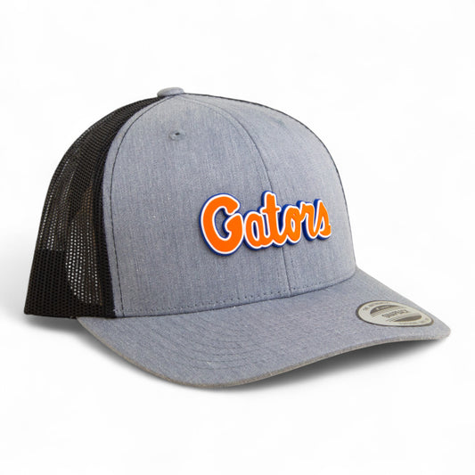 Florida Gators Script Orange 3D YP Snapback Trucker Hat- Heather Grey/ Black