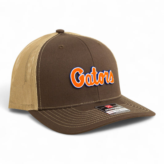 Florida Gators Script Orange 3D Snapback Trucker Hat- Brown/ Tan