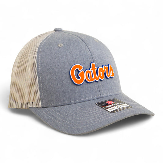 Florida Gators Script Orange 3D Snapback Trucker Hat- Heather Grey/ Light Grey