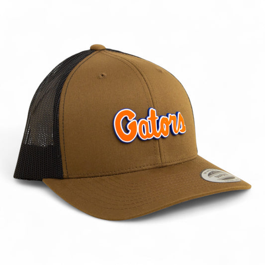 Florida Gators Script Orange 3D YP Snapback Trucker Hat- Coyote/ Black