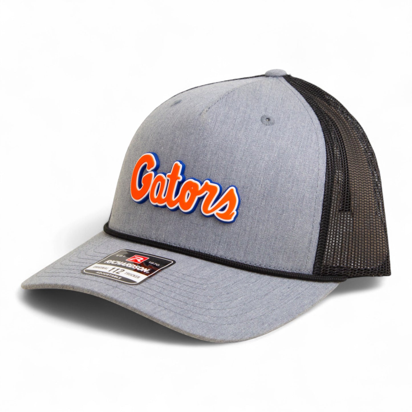 Florida Gators Script Orange 3D Snapback Trucker Rope Hat- Heather Grey/ Black