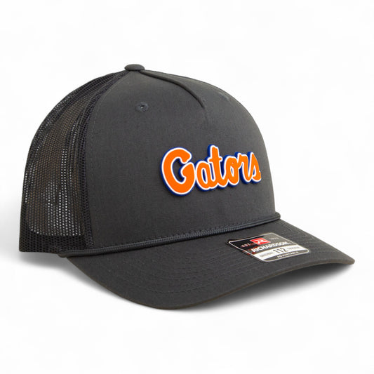Florida Gators Script Orange 3D Snapback Trucker Rope Hat- Charcoal