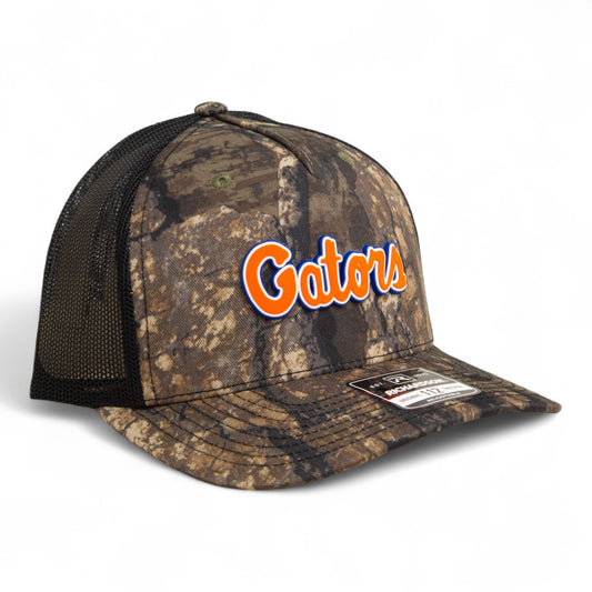 Florida Gators Script Orange 3D Snapback Trucker Hat- Realtree Timber/ Black