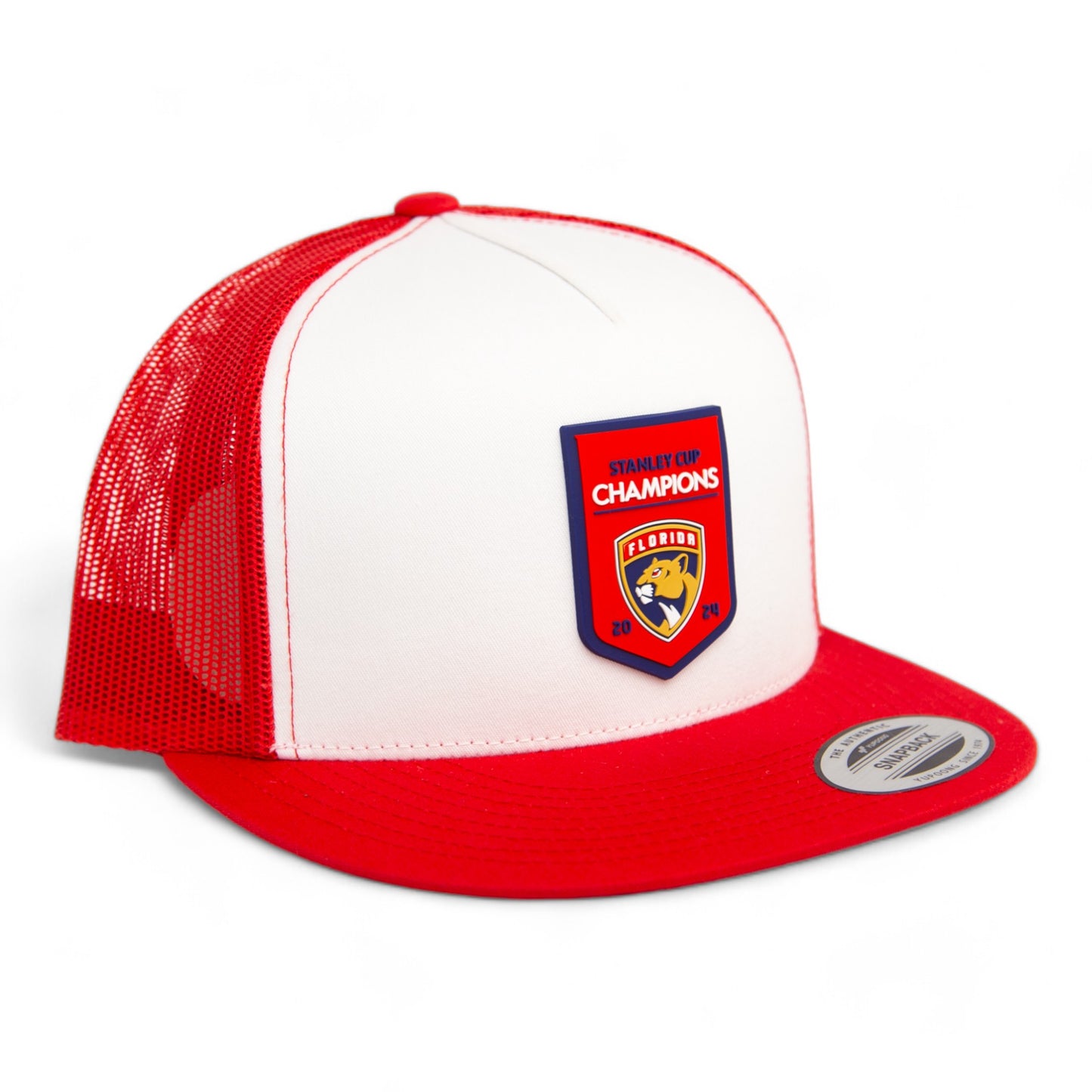 Florida Panthers Stanley Cup Champions 3D YP Snapback Flat Bill Trucker Hat- White/ Red