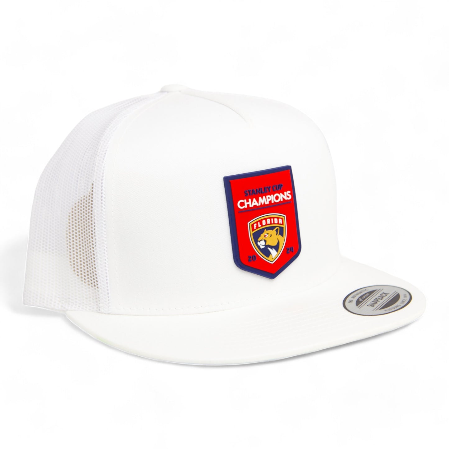 Florida Panthers Stanley Cup Champions 3D YP Snapback Flat Bill Trucker Hat- White