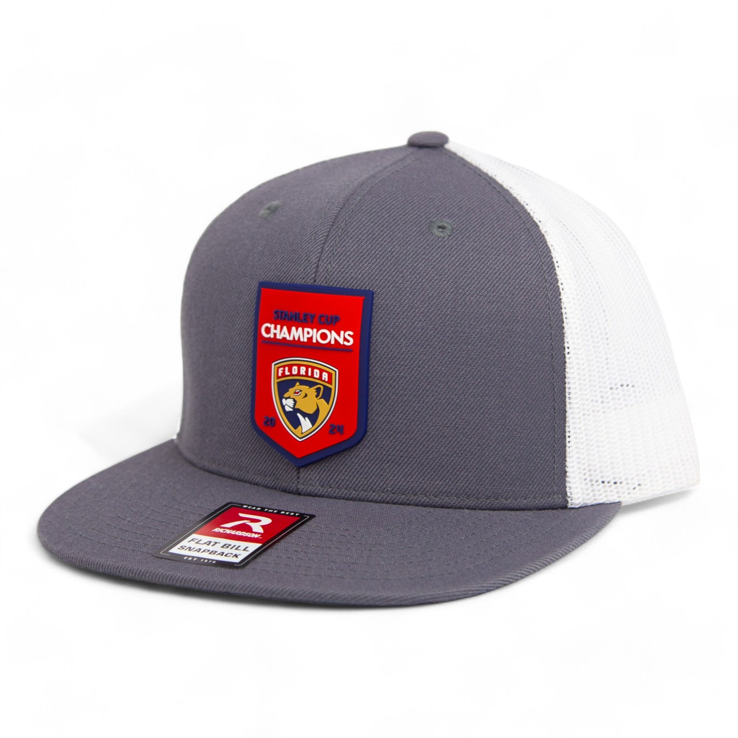 Florida Panthers Stanley Cup Champions 3D Wool Blend Flat Bill Hat- Charcoal/ White