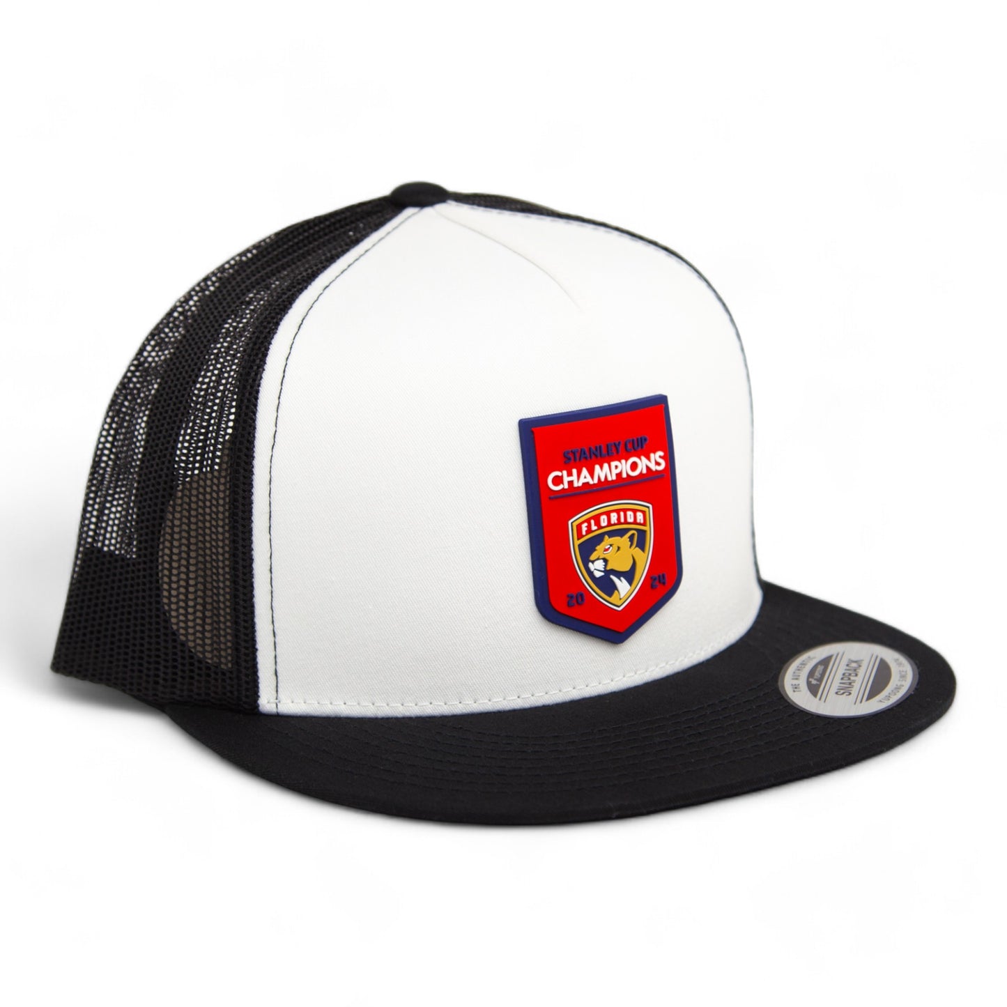 Florida Panthers Stanley Cup Champions 3D YP Snapback Flat Bill Trucker Hat- White/ Black