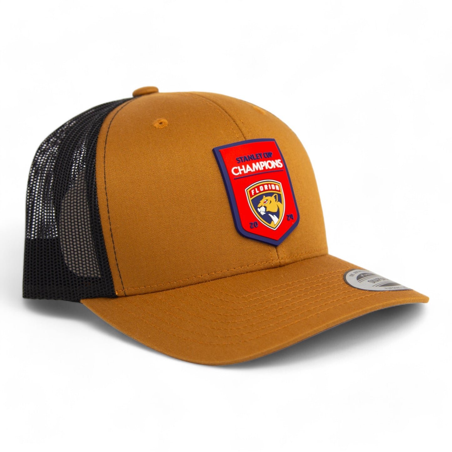 Florida Panthers Stanley Cup Champions 3D YP Snapback Trucker Hat- Caramel/ Black