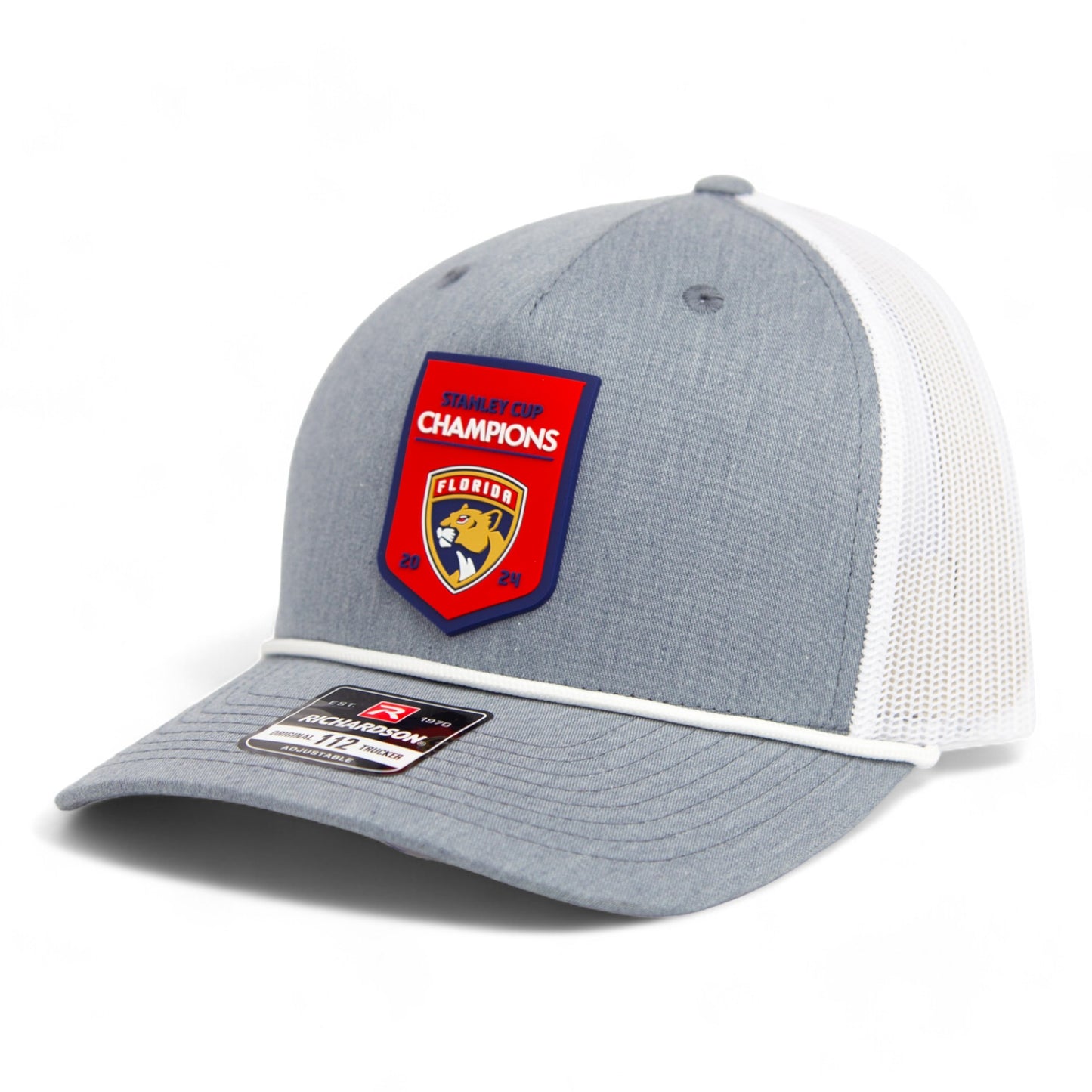 Florida Panthers Stanley Cup Champions 3D Snapback Trucker Rope Hat- Heather Grey/ White