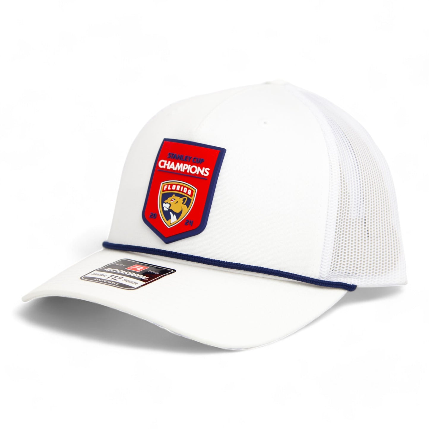 Florida Panthers Stanley Cup Champions 3D Snapback Trucker Rope Hat- White/ Navy
