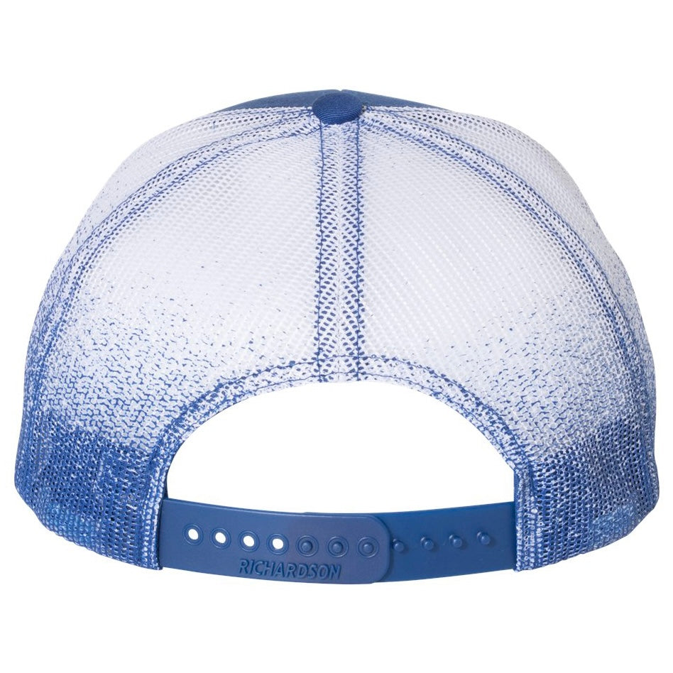 Golden State Warriors 3D Patterned Mesh Snapback Trucker Hat- Royal/ Royal to White Fade - Ten Gallon Hat Co.