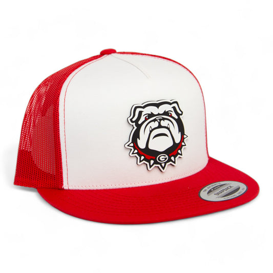 Georgia Bulldogs UGA 3D YP Snapback Flat Bill Trucker Hat- White/ Red