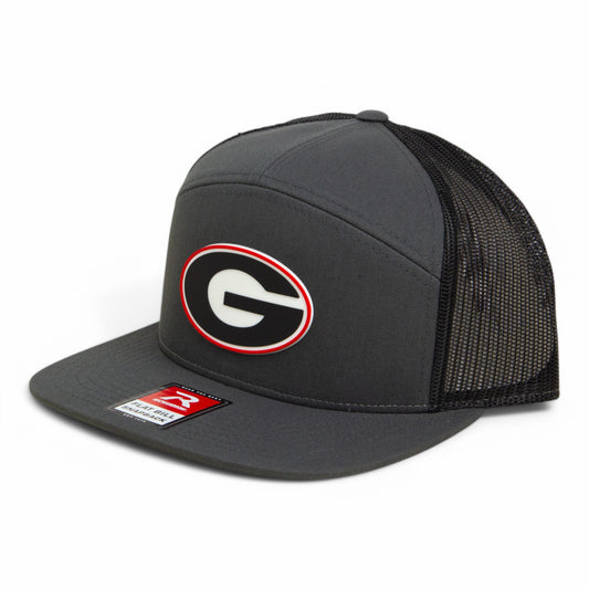 Georgia Bulldogs Power G 3D Snapback Seven-Panel Flat Bill Trucker Hat- Charcoal/ Black