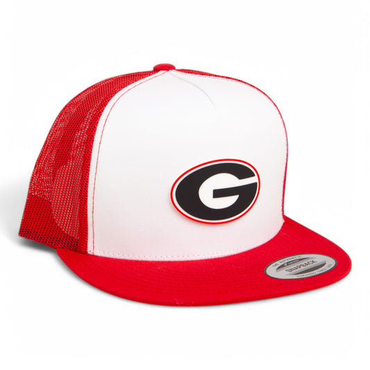 Georgia Bulldogs Power G 3D YP Snapback Flat Bill Trucker Hat- White/ Red