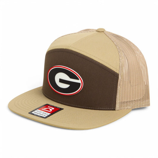Georgia Bulldogs Power G 3D Snapback Seven-Panel Flat Bill Trucker Hat- Brown/ Tan