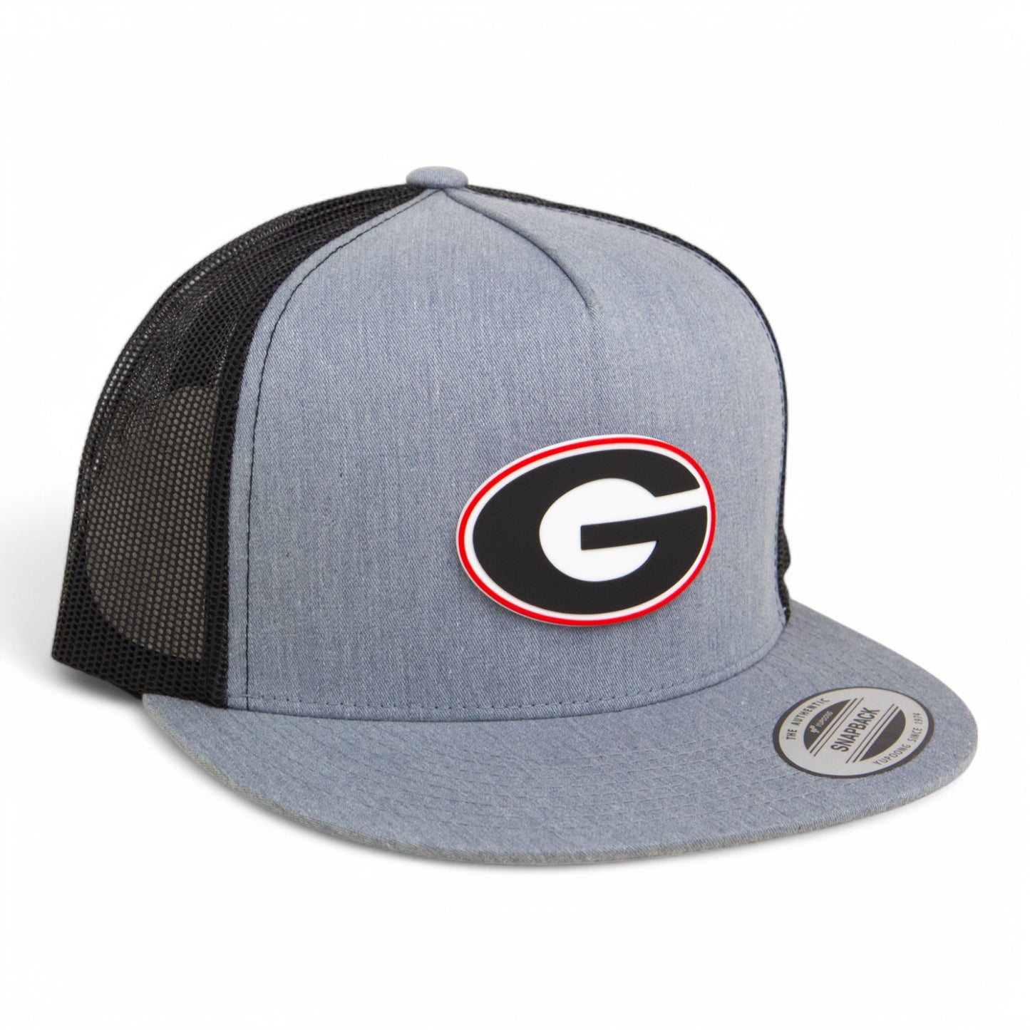 Georgia Bulldogs Power G 3D YP Snapback Flat Bill Trucker Hat- Heather Grey/ Black
