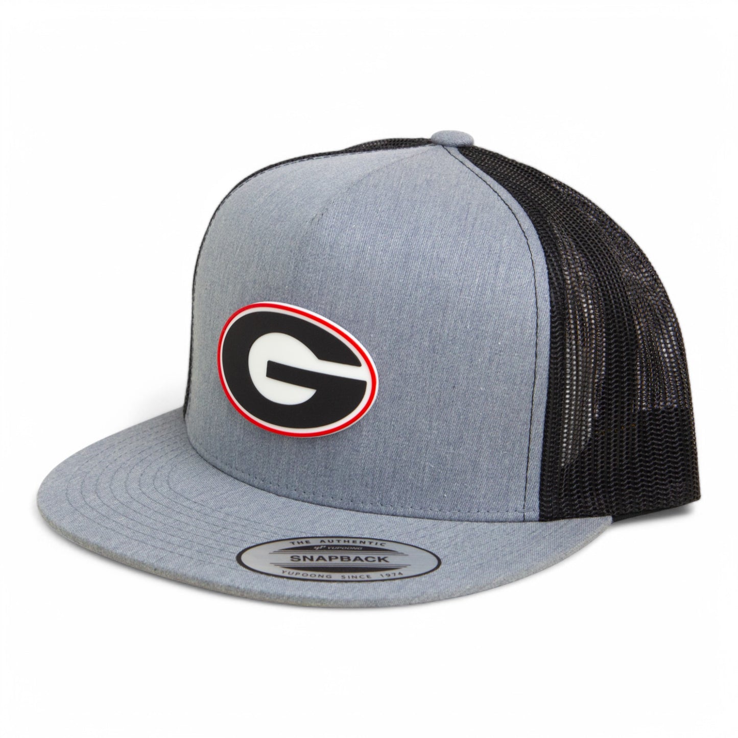 Georgia Bulldogs Power G 3D YP Snapback Flat Bill Trucker Hat- Heather Grey/ Black
