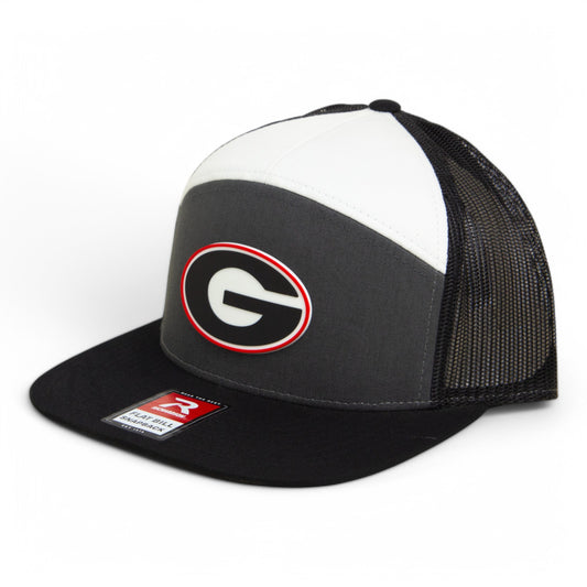 Georgia Bulldogs Power G 3D Snapback Seven-Panel Flat Bill Trucker Hat- Charcoal/ Black/ White