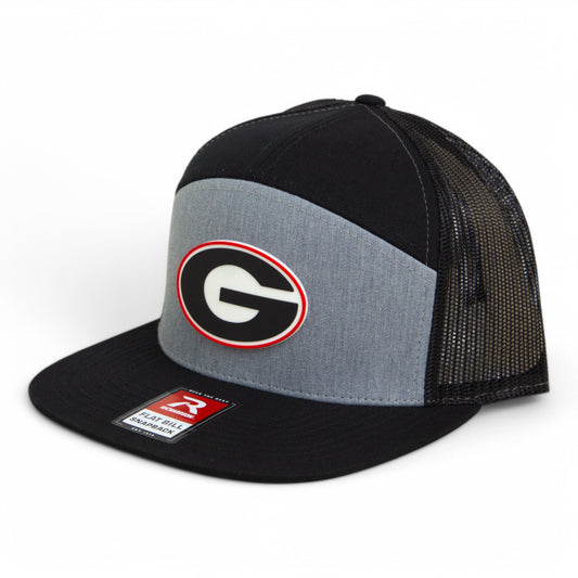 Georgia Bulldogs Power G 3D Snapback Seven-Panel Flat Bill Trucker Hat- Heather Grey/ Black