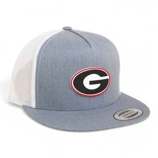 Georgia Bulldogs Power G 3D YP Snapback Flat Bill Trucker Hat- Heather Grey/ White