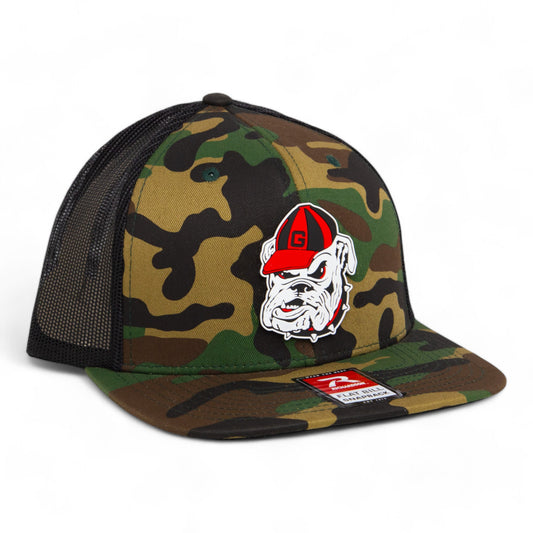 Georgia Bulldogs Retro UGA 3D Wool Blend Flat Bill Hat- Army Camo/ Black