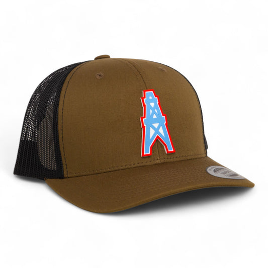 Houston Oilers 3D YP Snapback Trucker Hat- Coyote Brown/ Black