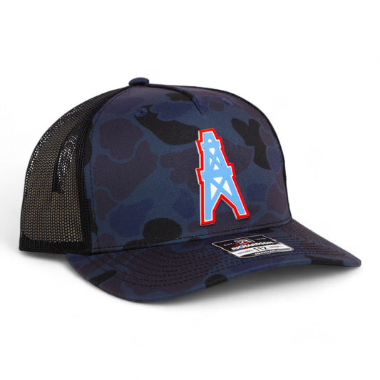 Houston Oilers 3D Snapback Trucker Hat- Admiral Duck Camo/ Black