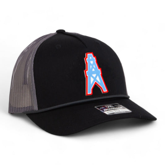 Houston Oilers 3D Snapback Trucker Rope Hat- Black/ Charcoal
