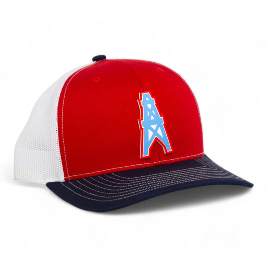Houston Oilers 3D Snapback Trucker Hat- Red/ White/ Navy