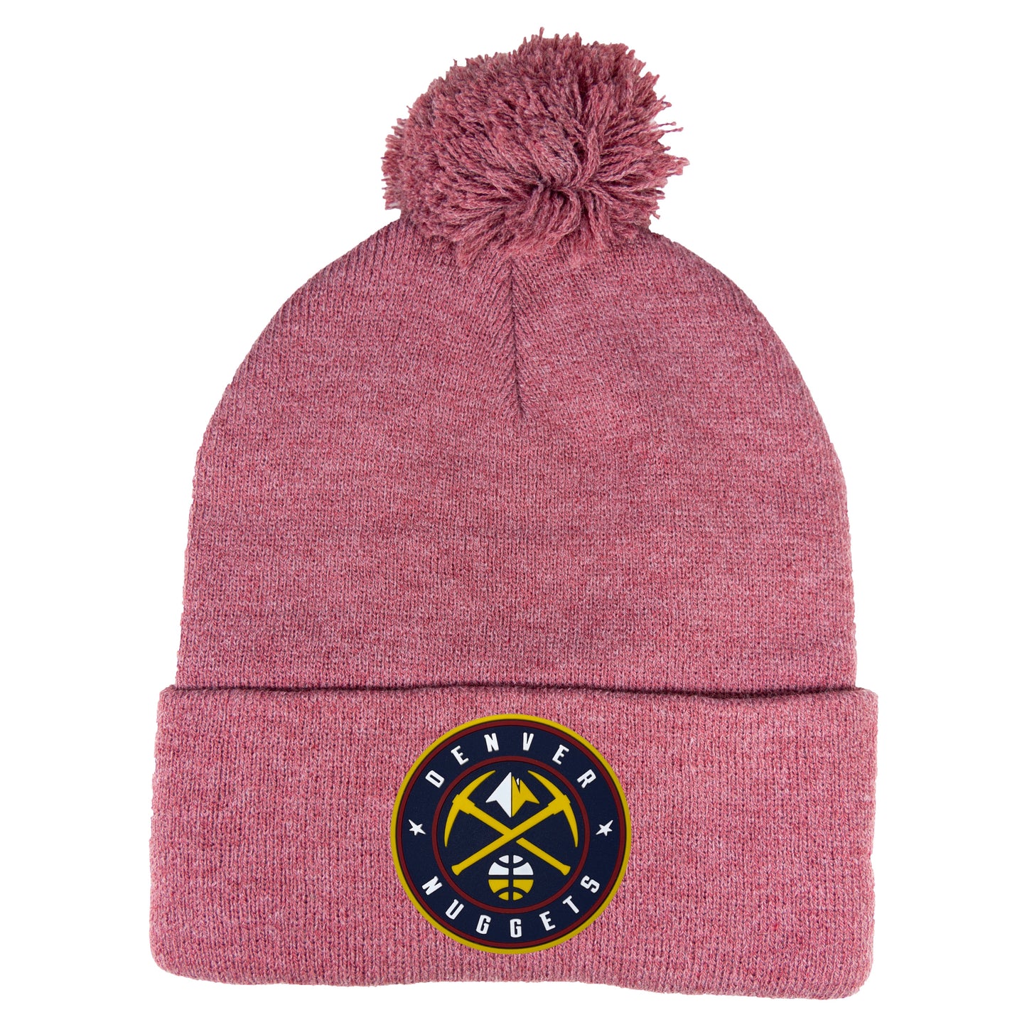 Denver Nuggets 3D PVC 12 in Knit Pom-Pom Top Beanie- Heather Cardinal - Ten Gallon Hat Co.