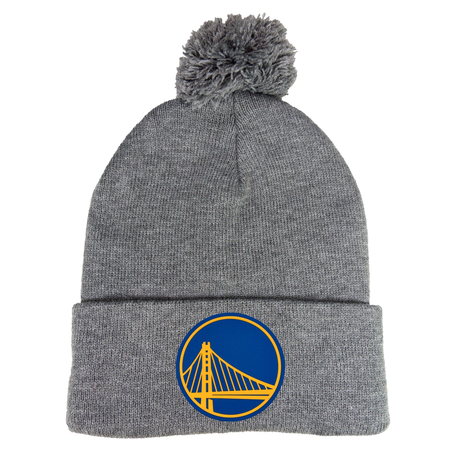 Golden State Warriors 3D PVC 12 in Knit Pom-Pom Top Beanie- Dark Heather Grey - Ten Gallon Hat Co.
