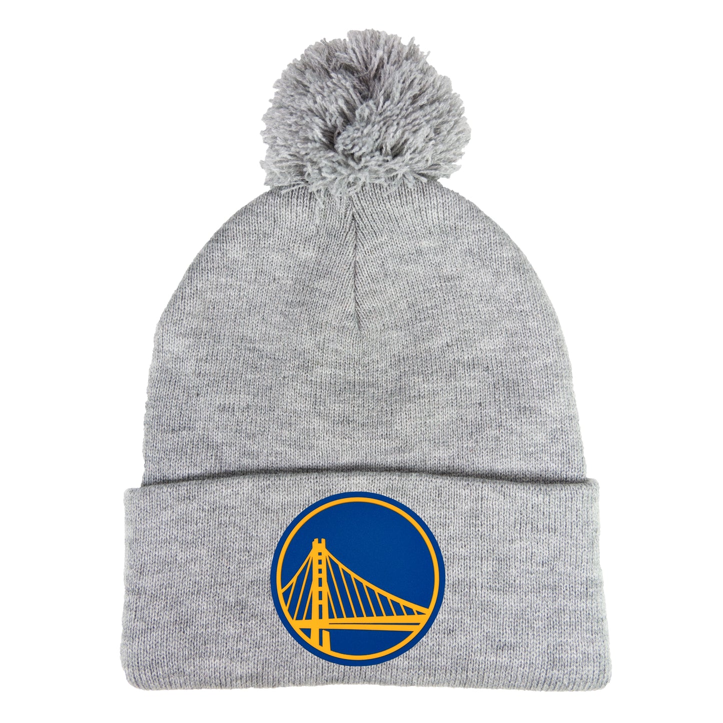 Golden State Warriors 3D PVC 12 in Knit Pom-Pom Top Beanie- Heather Grey - Ten Gallon Hat Co.