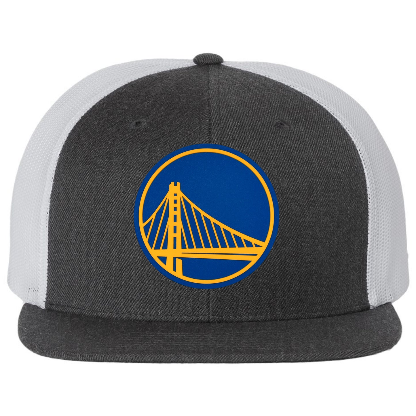 Golden State Warriors 3D PVC Patch Wool Blend Flat Bill Hat- Heather Charcoal/ White - Ten Gallon Hat Co.